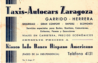 Aitonaren Taxis-Autocars Zaragoza txartela